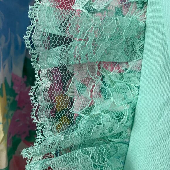 Vintage 80s Pitchfork Brand Green Floral Lace Square Dance Outfit Skirt Medium - Picture 5 of 16